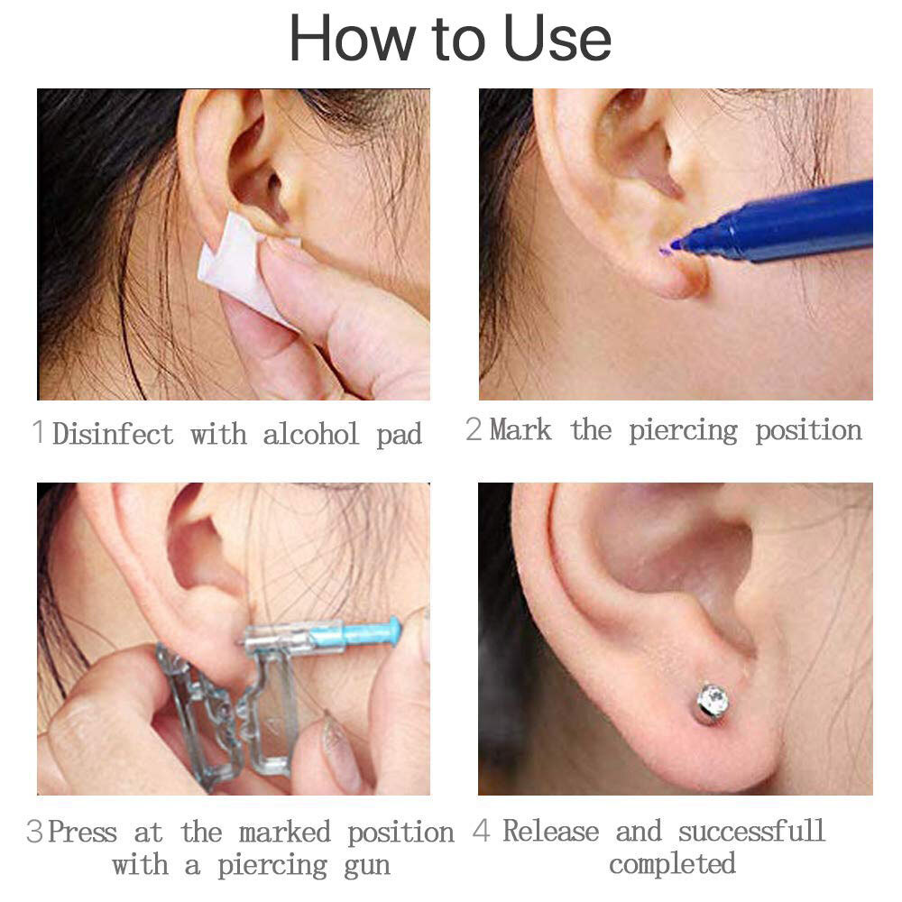 Professional Disposable Ear Studs Piercing Gun Ear Pin Stud Piercer Tools 50PCS
