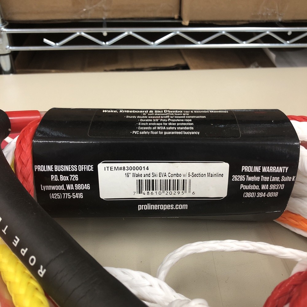 Proline Wake, Kneeboard, Ski Combo Rope With 5 Section Mainline - NEW