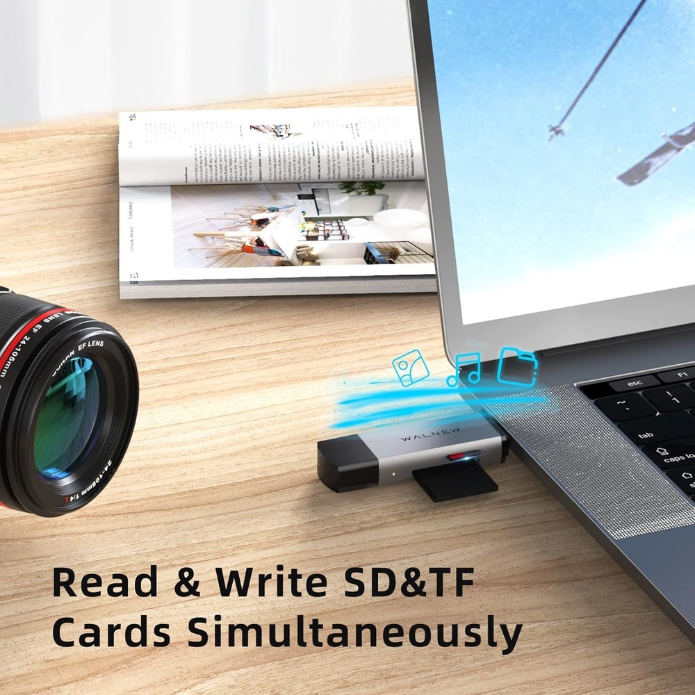 Versatile USB 3.0 & USB-C SD Card Reader with Aluminum Shell - Plug and Play