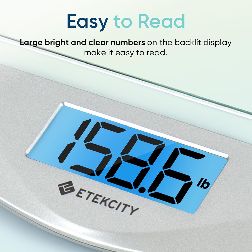 High Precision Digital Bathroom Scale with Blue LCD, 400 lbs Capacity