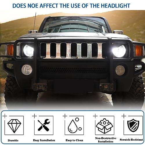 Front Headlight Panel Trim Compatible with Hummer H3 2005-2009, Front Light