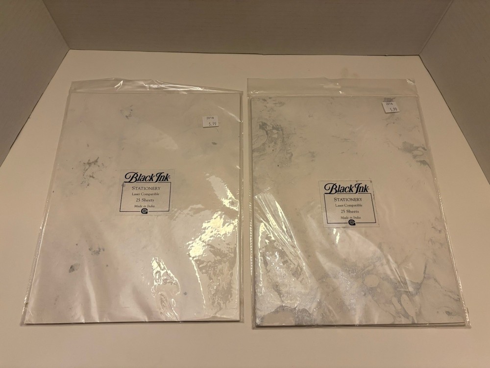 Black Ink Stationery - Silver Marble - Laser Compatible - 38 Sheets