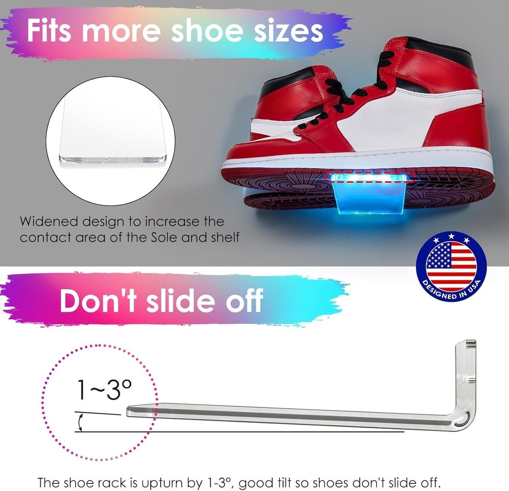 LED Acrylic Floating Shoe Display 6-Pack | Remote & App Control