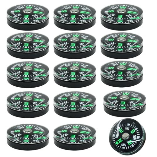 15Pcs 20mm Compass Bulk, Button Compass Accessories Mini Pocket Compass Tiny