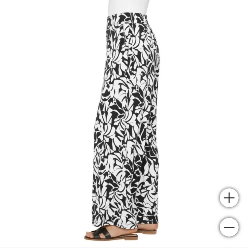 Three Dots Women's Wide-Leg Pull-On Pants, Print (Black/White), Size M