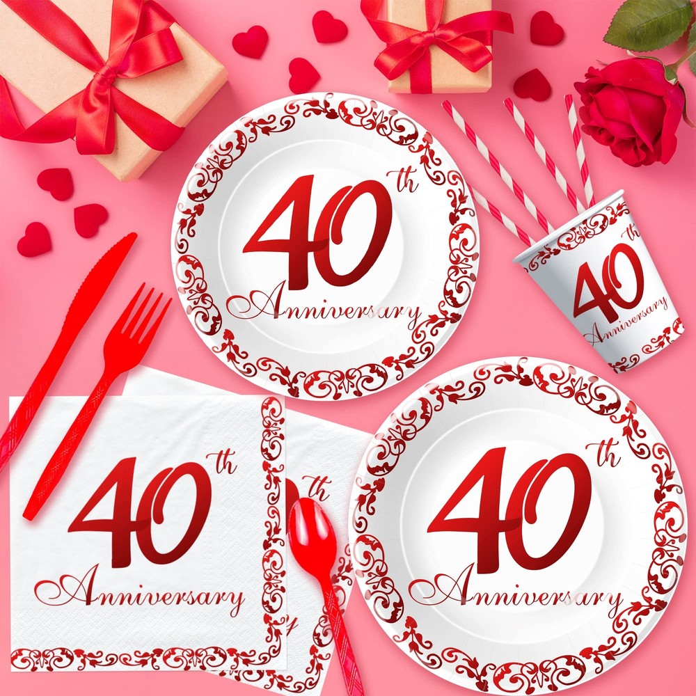 40th Anniversary Decorations Tableware - 40th Wedding Anniversary Party Suppl...