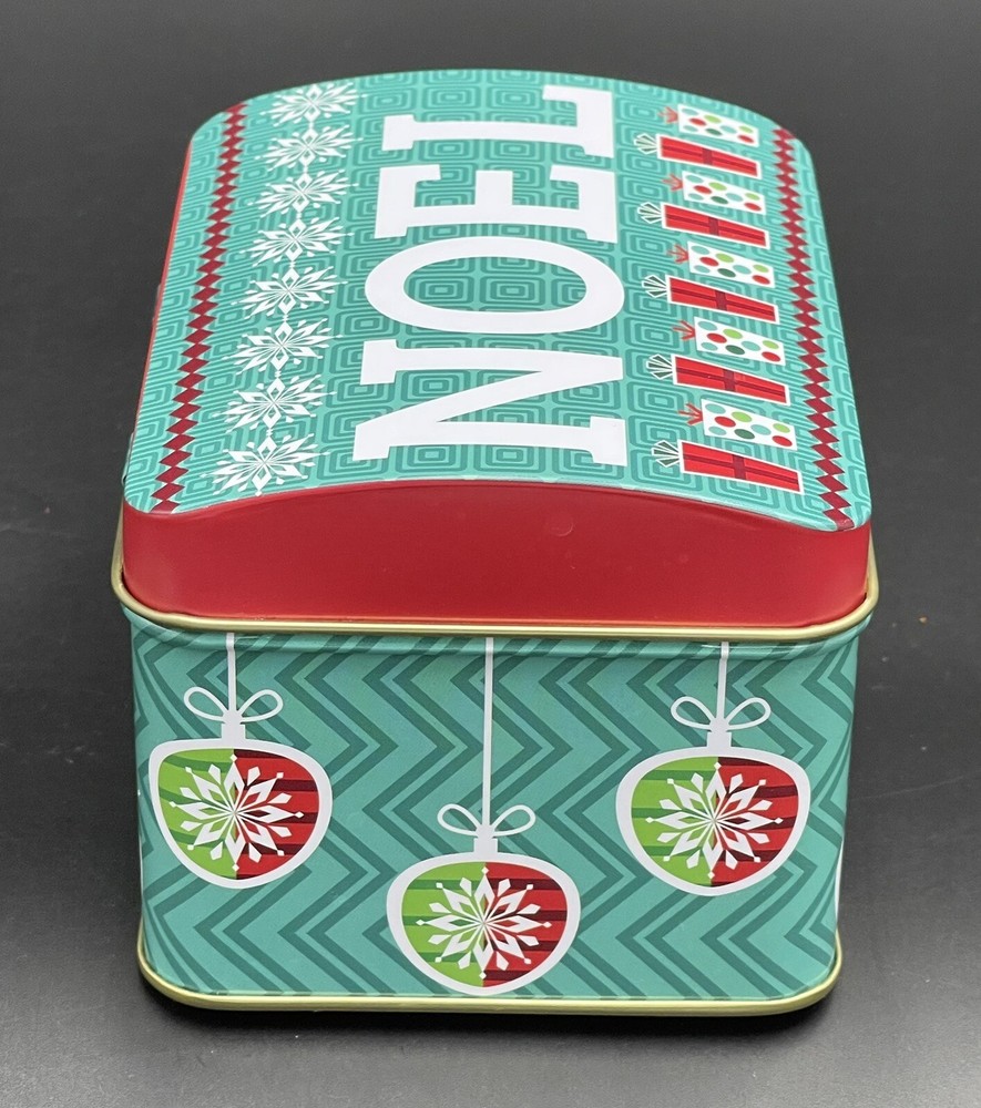 NOEL Rectangular Holiday Tin Box Container Can Empty 3" x 5" x 3.5"
