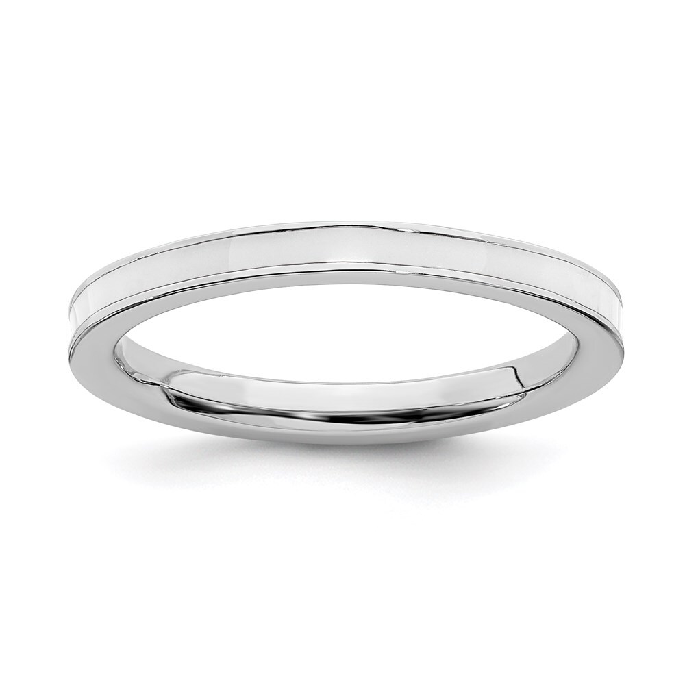 Sterling Silver Stackable Expressions White Enameled 2.25mm Ring