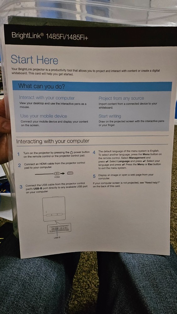 Epson BRIGHTLINK-1485FI Interactive Laser Projector w/MOUNT & ALL ACCESSORIES!