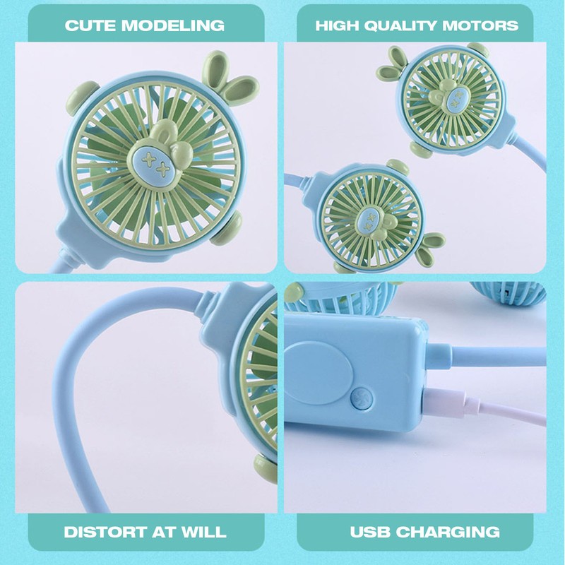 USB & Solar - Powered Visor Fan Hat Blue