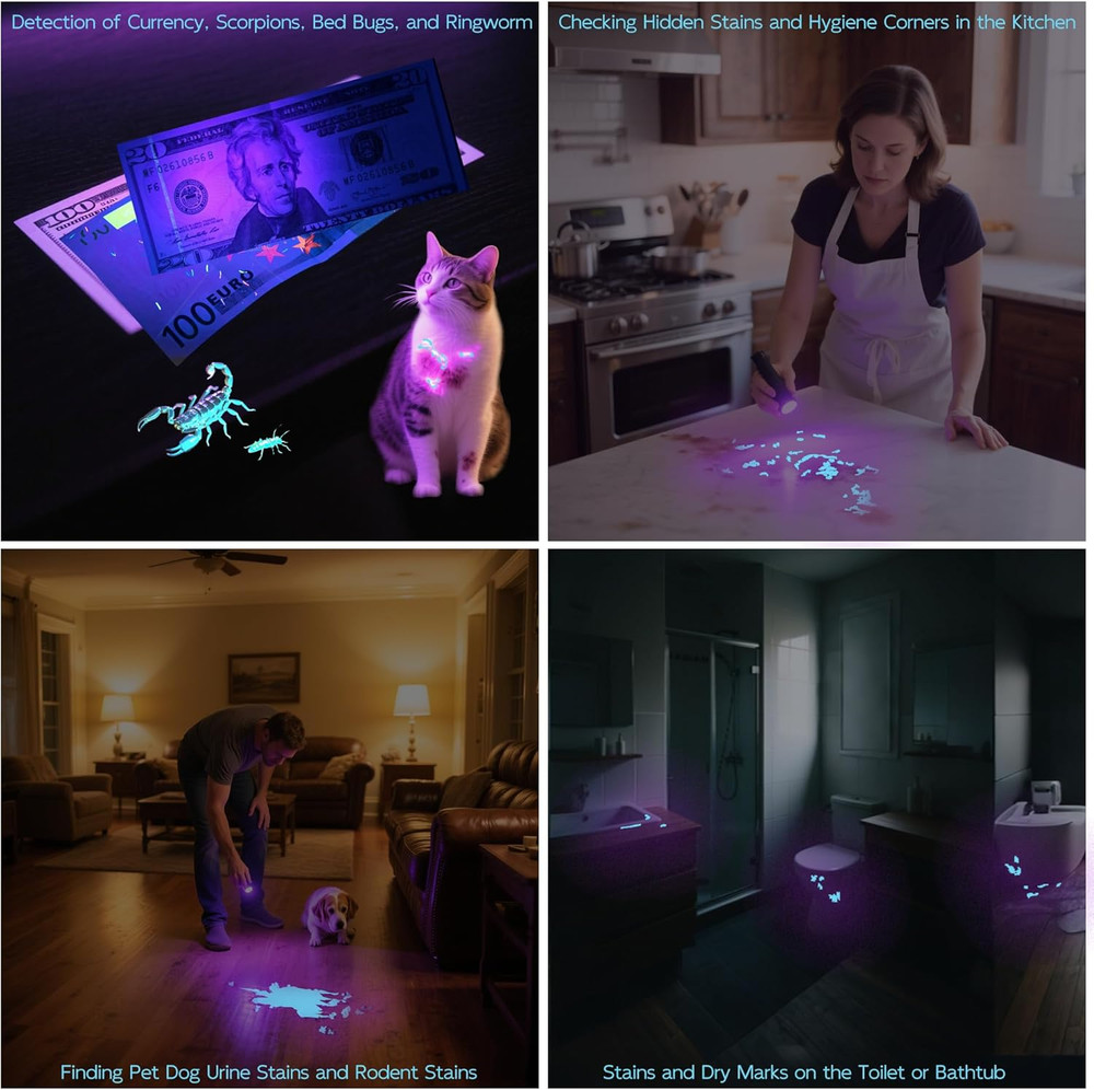 UV Flashlight Black Light–Small Portable Mini 12 LED Blacklight Flashlight for H