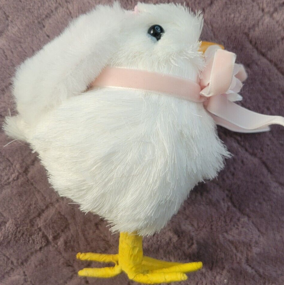 6" Easter Bunny Rabbit Chick With Flower Figure Decoration