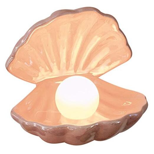 Shell Pearl Light LED Ceramics Desktop Lamp Portable Pearl in Shell Pink