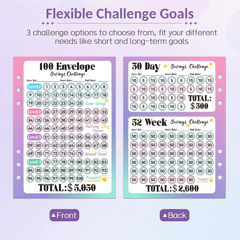 100 Envelopes Money Saving Challenge, Savings Challenges Book with Envelopes & C