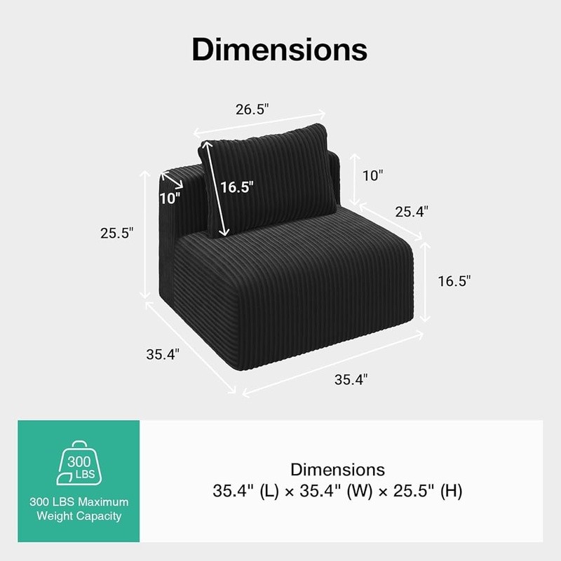 Modular Sectional Sofa Zero Assembly Lightweight Plush Smart Coil Support New