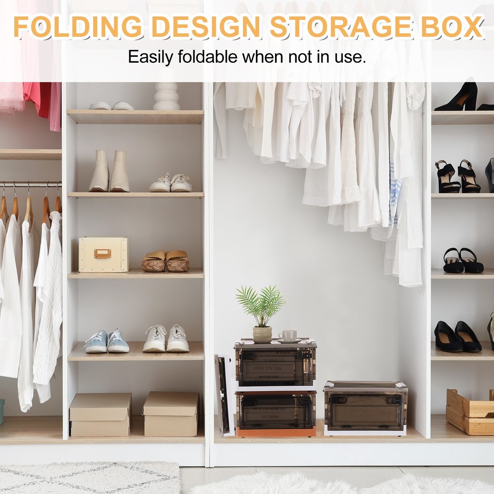 26.4 Quart Plastic Stackable Storage Bins Foldable Box for Bedroom(Yellow)