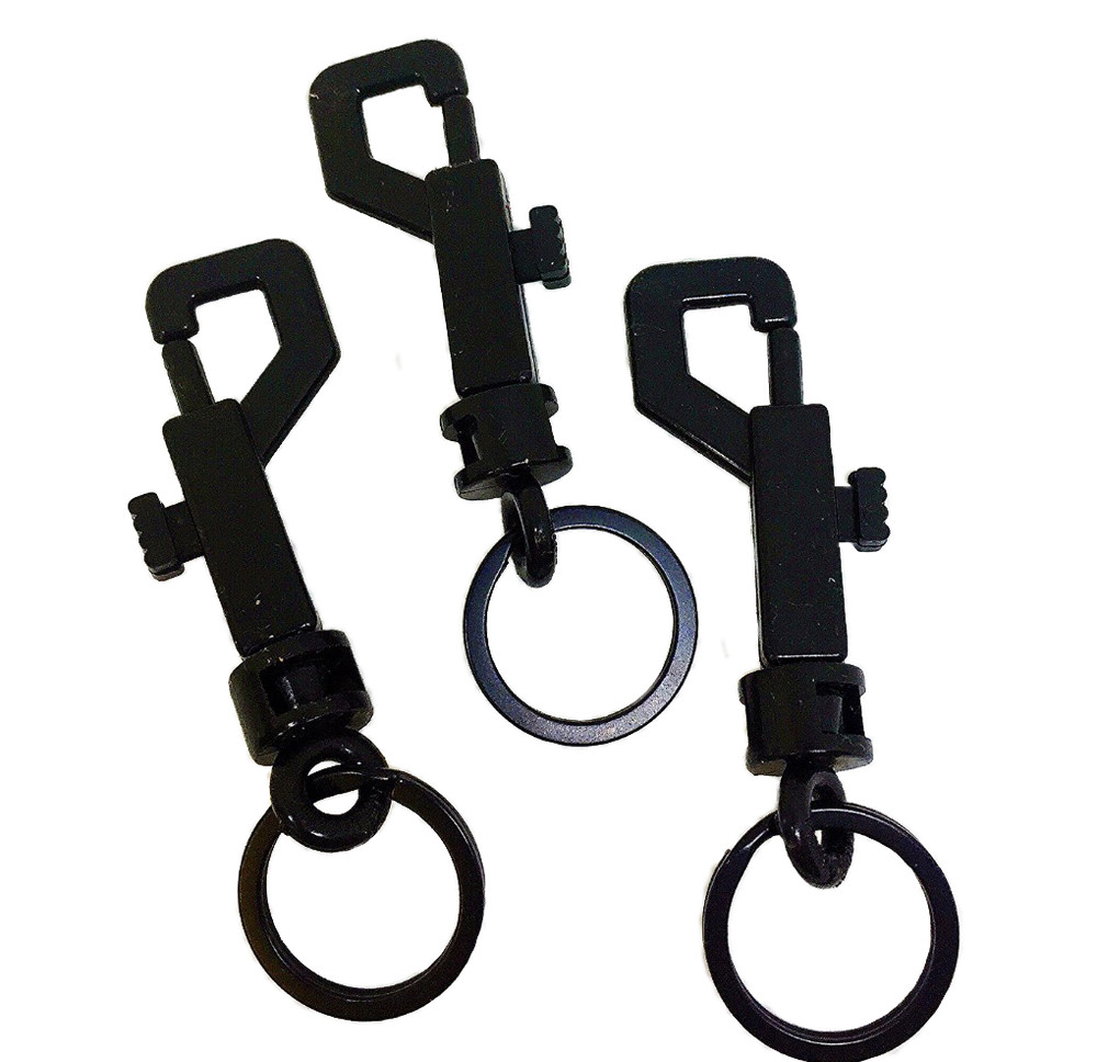 Snap Bolt 3 Key chain Hooks Lightweight Durable Black Plastic Spring Snap Hooks