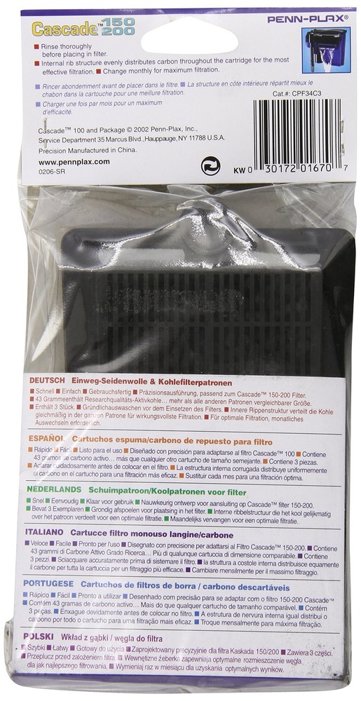Penn-Plax Cascade Hang-on Power Filter Replacement Cartridges - 3 Pack
