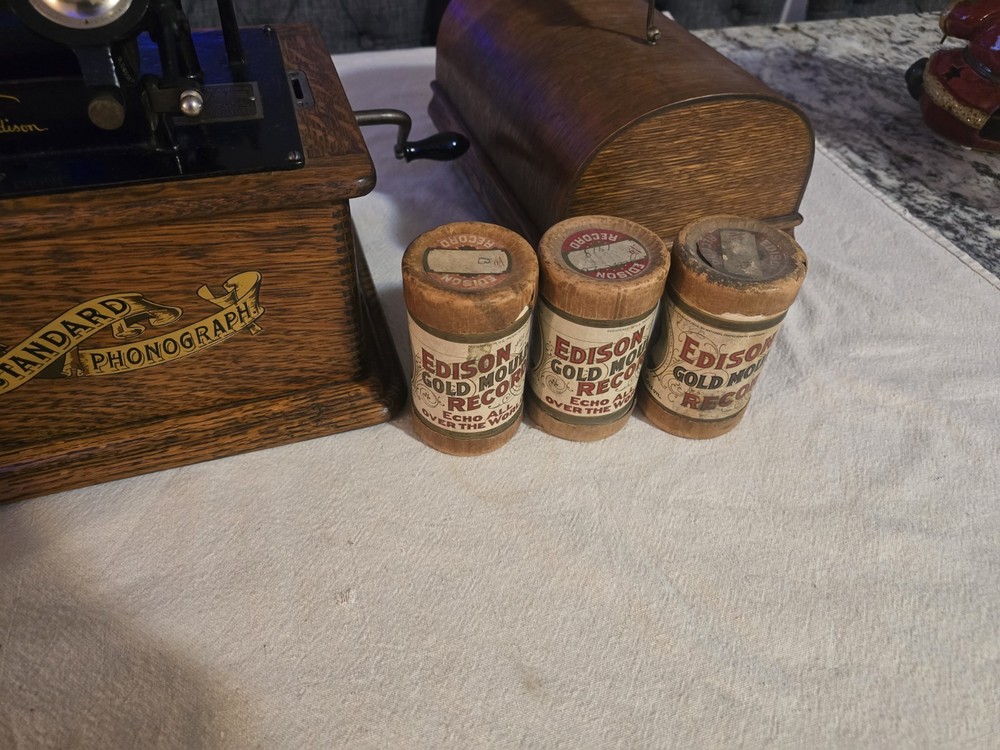 Edison Standard Phonograph w/ Horn + Extras