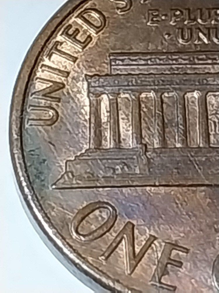 1988 P Error Lincoln Memorial Cent. Reverse Die Cracks.