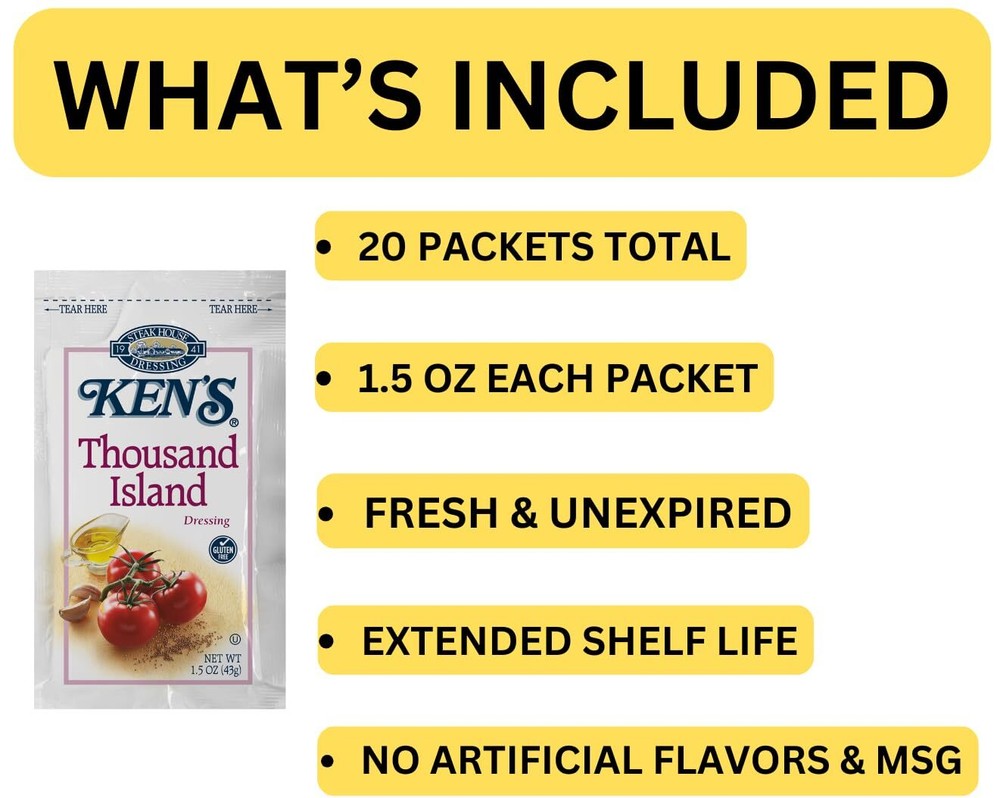 20 Count | Salad Dressing Packets | Individual Single Serve Salad Dressing