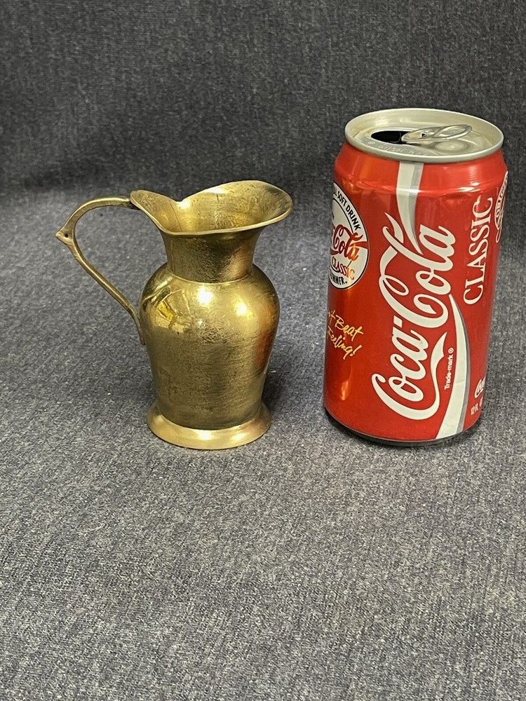 Small Brass Creamer With Handle 4” Tall Heavy