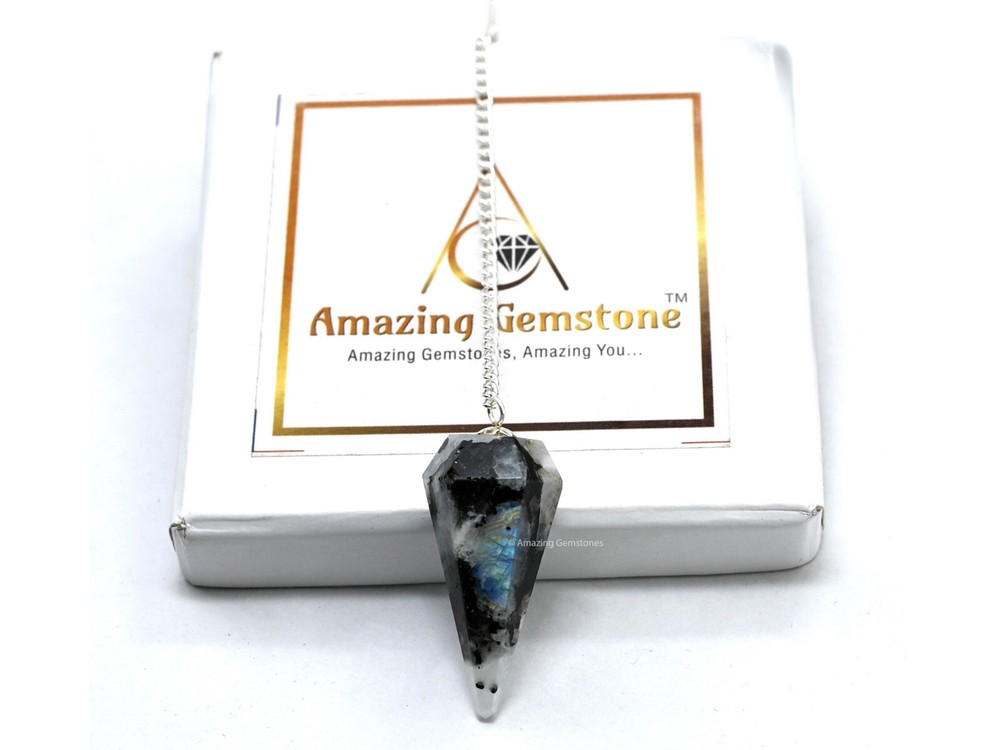 Rainbow Moonstone Dowsing Crystal Pendulum