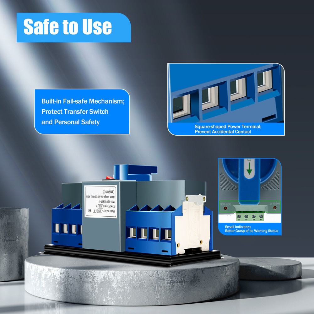 Dual Power Automatic Transfer Switch Generator Changeover Switch CB Level 63A 4P
