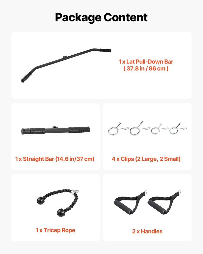 VEVOR LAT Pull Down Machine 3-in-1 Row Cable Machine with Wall-Mount Design