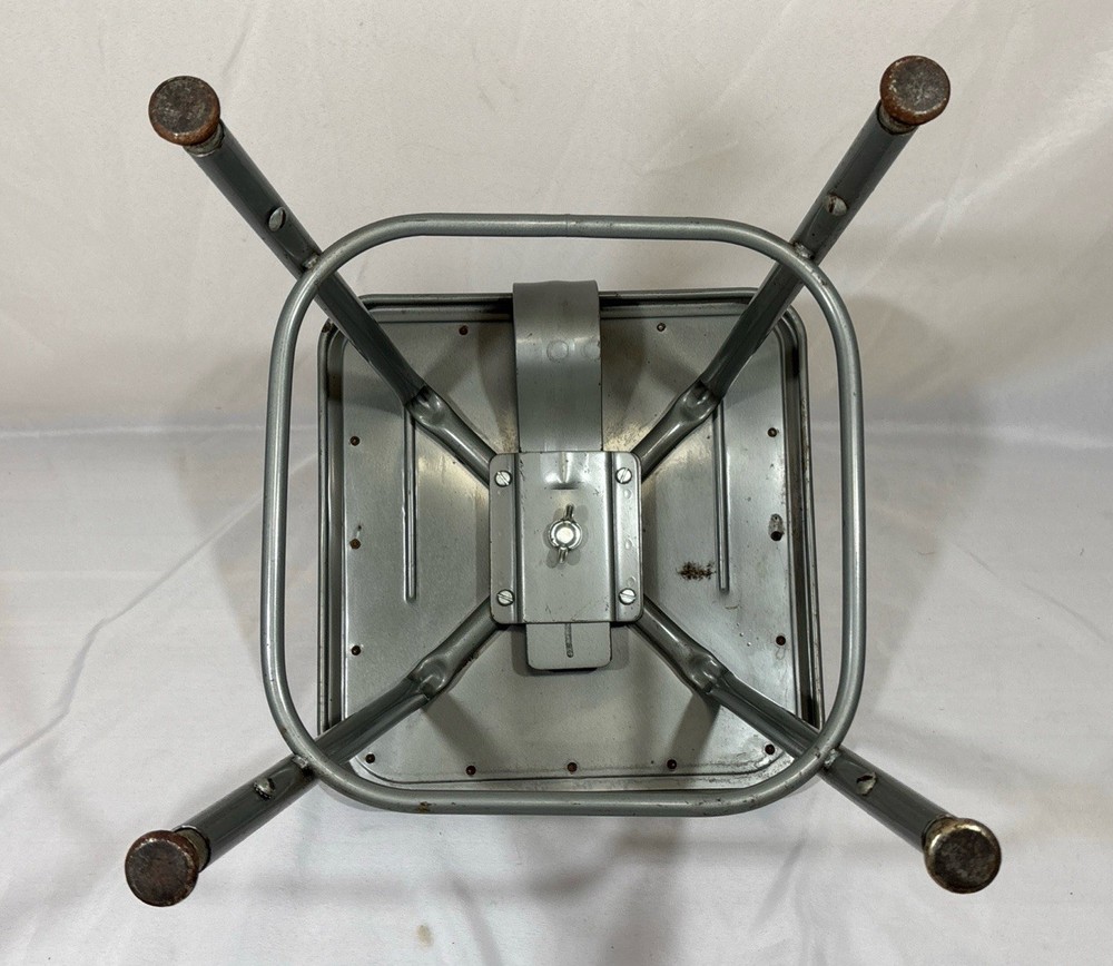 Vintage Industrial Metal Stool w/ Removeable Backrest Drafting Studio Shop