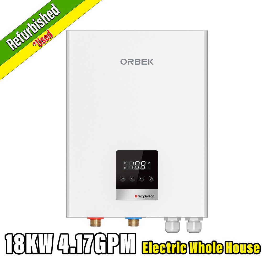 【90% NEW】ORBEK 18KW Tankless Water Heater Electric Instant Hot Boiler for Shower