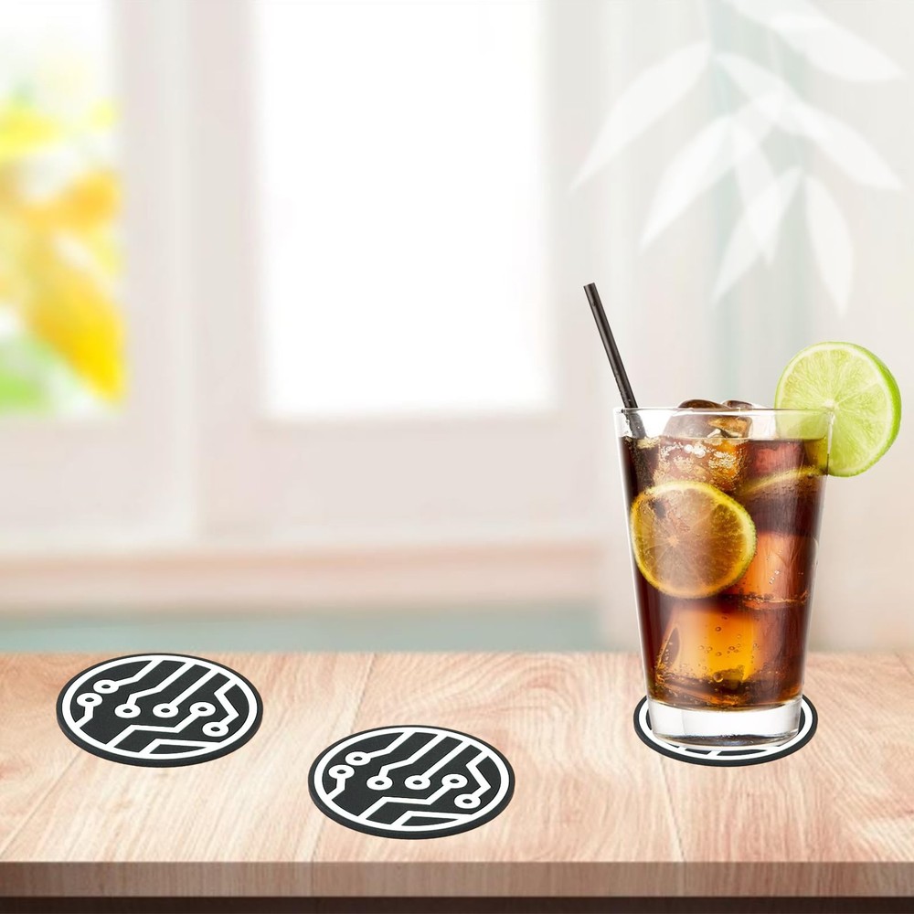 Car Cup Coasters 2 Pack, 2.75 Inch Soft Rubber Pad, Universal Auto White