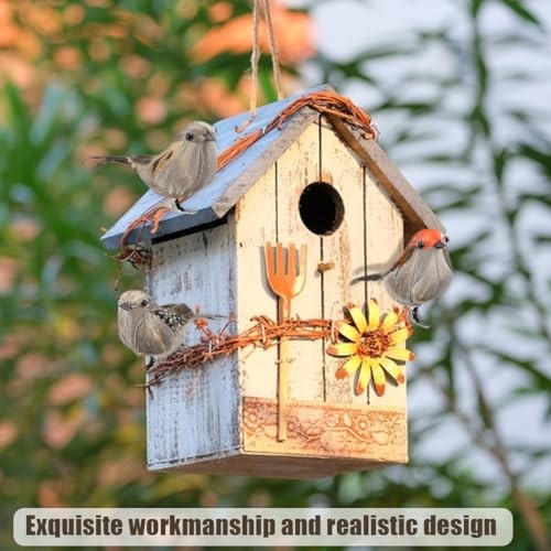 3 Pcs Artificial Sparrow Birds with Clip, Multi-colored, Solid Color, Chrome
