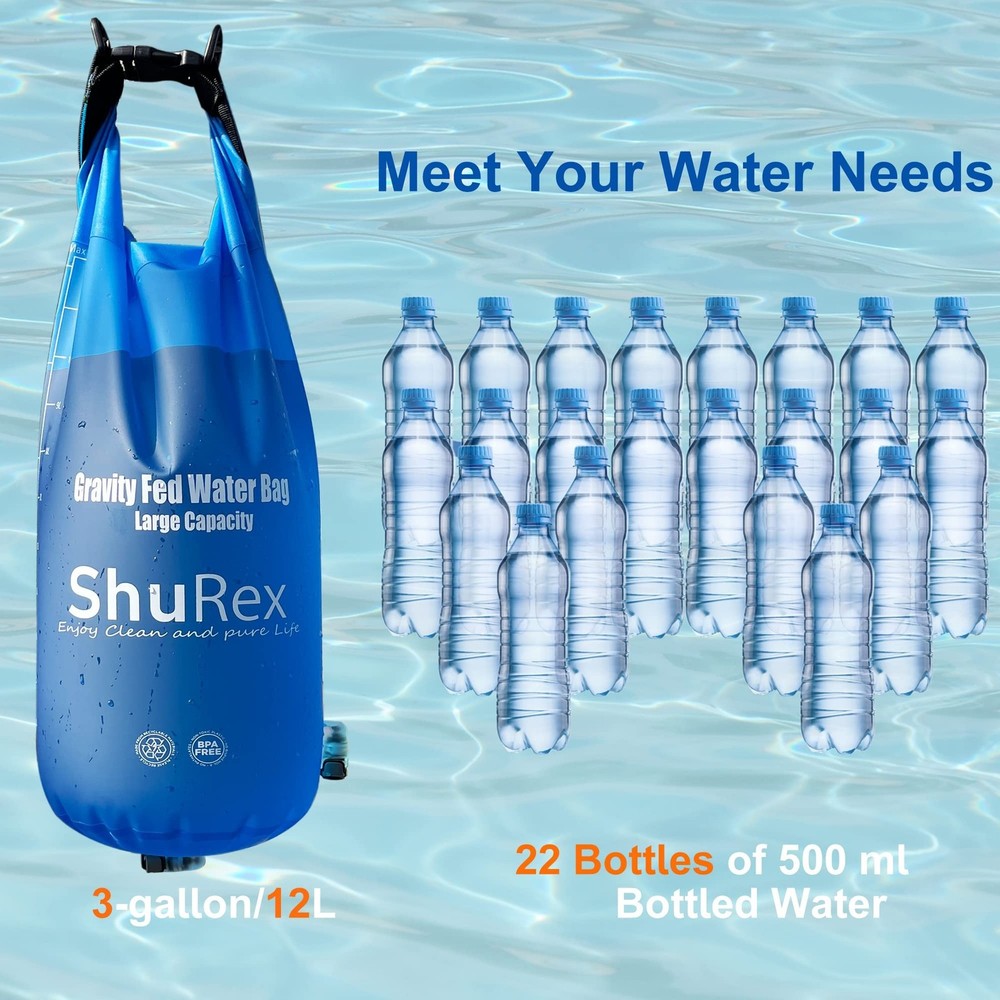 Gravity Fed Water Filtration System with Adjustable Tree Strap, Large Gravity...