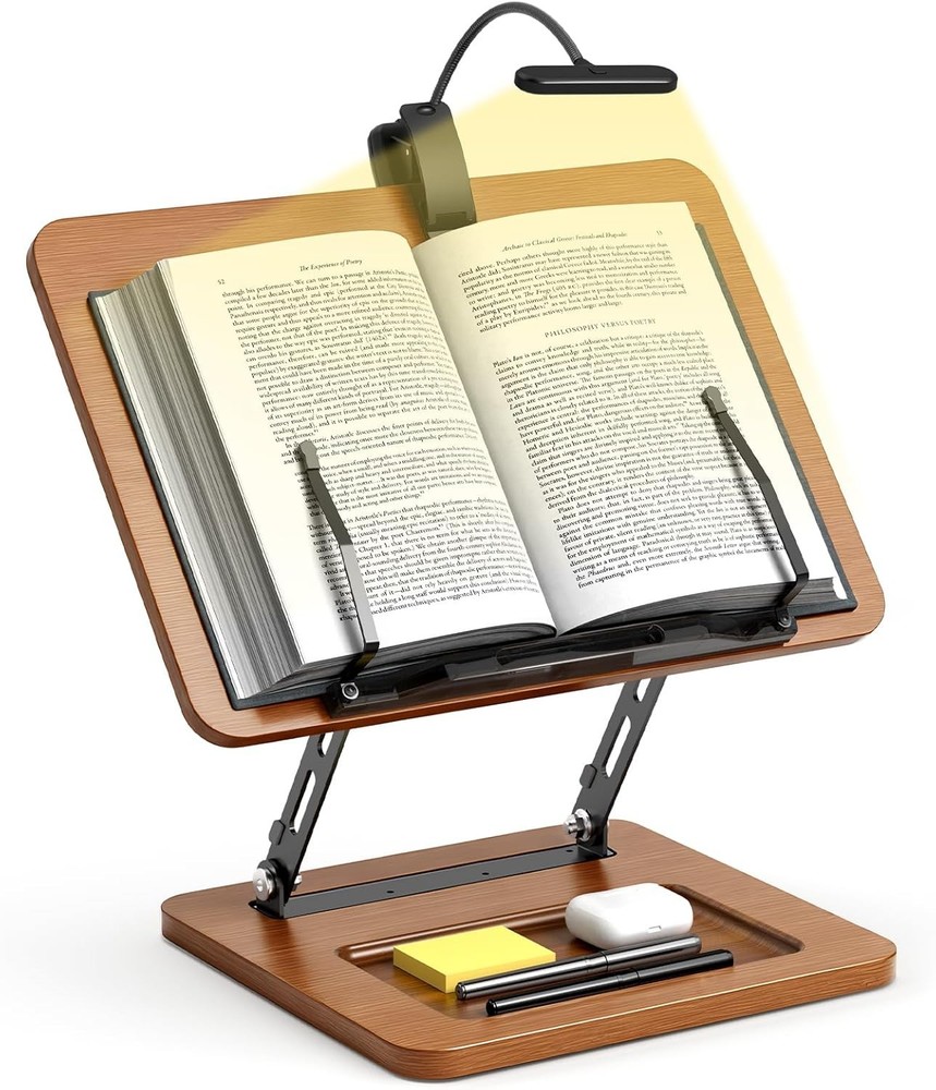 Book Stand Reading W/ Light Book Holders Reading Hands Free Adjustable Height