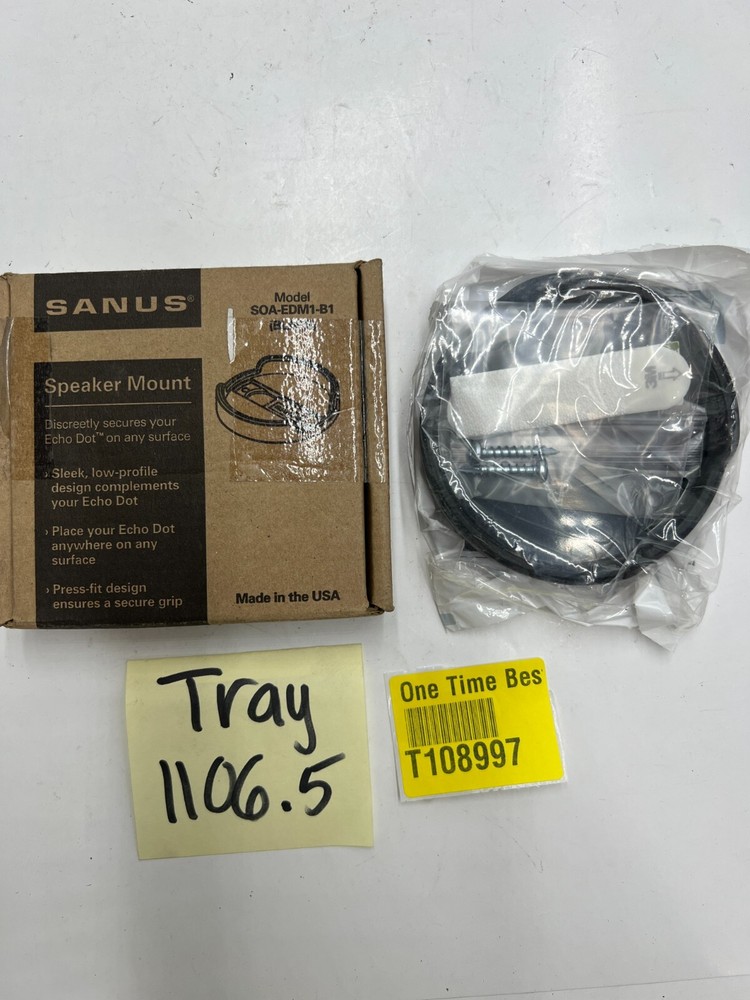 Sanus SOA-EDM1-B1 Speaker Mount Black Sleek Design For Echo Dot