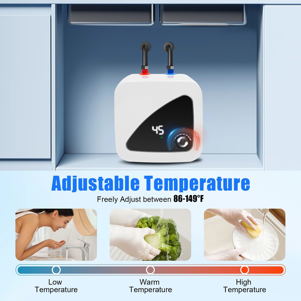 1500W Instant Electric Hot Water Heater Shower Compact Mini-Tank Storage 8L 110V