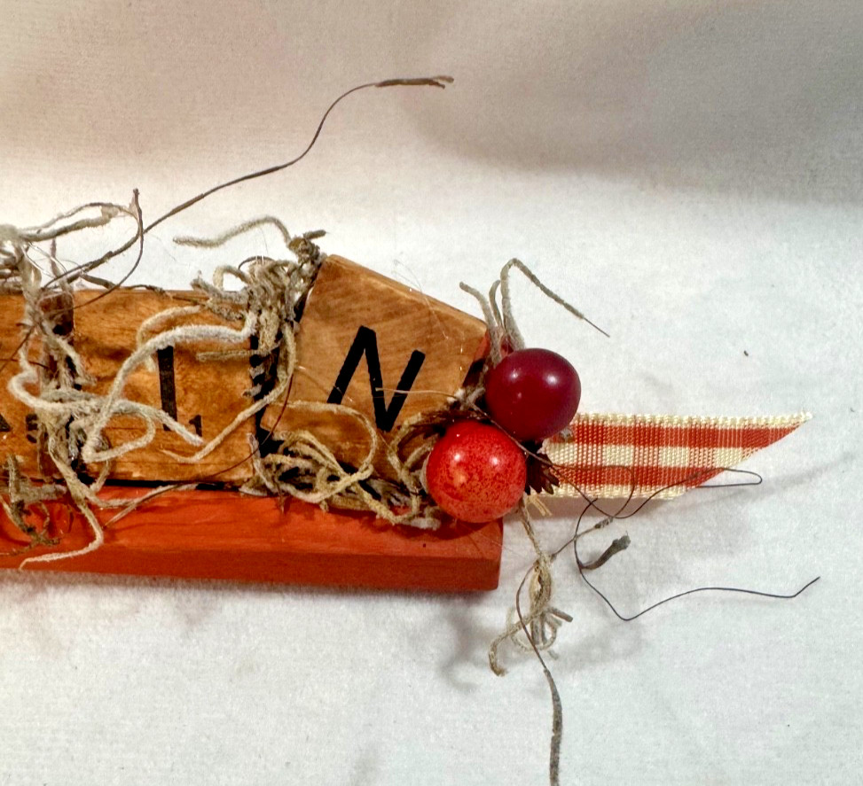 Handcrafted Fall Primitive Scrabble Word Decor "Pumpkin" Theme Tray Vignette