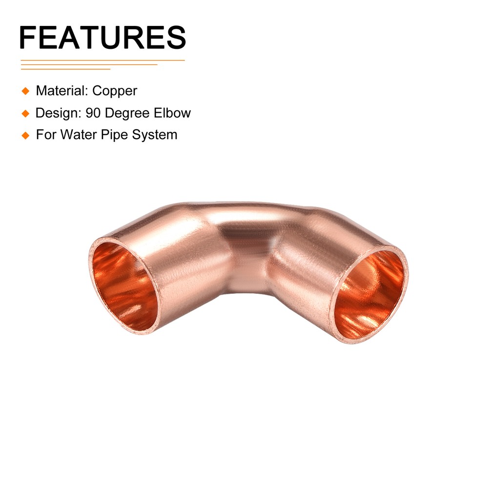 5Pack 3/8" ID 90 Degree Copper Pipe Fitting Copper Elbow Adapter