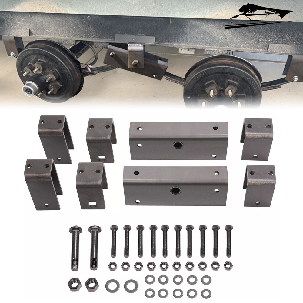 2" Trailer Slipper Spring Tandem Axle Attaching Hanger Kit w/ Equalizer Bolts