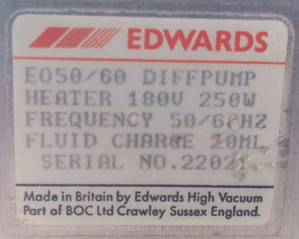 Edwards Vacuum Diffpump Heater Pump EO50/60 Diffusion Pump