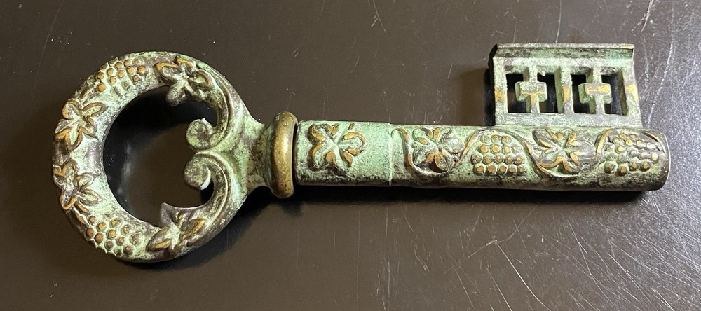 1950’s Solid Brass Corkscrew/ Bottle Opener Skeleton Key. Marked Made In GERMANY