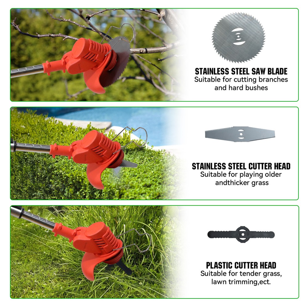 Electric Cordless Grass String Trimmer Lawn Edger Weed Wacker Cutter + 2 Battery