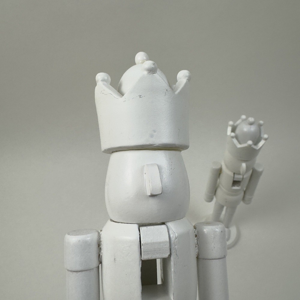 West Elm Modern Lacquer Nutcracker Figurine Christmas Set/2 White Flaws Read