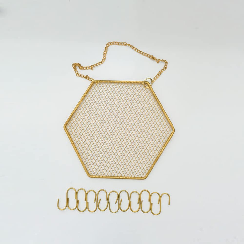 1PC Hexagon Metal Grid Display Rack Wall Mounted Storage Holder Organizer Ear...