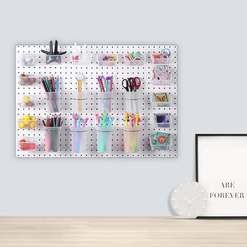 20 PCS Pegboard Cups Pegboard Bins Set Pegboard Wall Organizer with Hooks and...