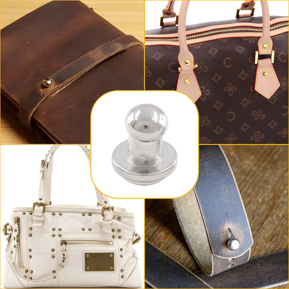 100Set 5mm Round Head Button Studs Solid Button Stud Screw Leather Button Riv...