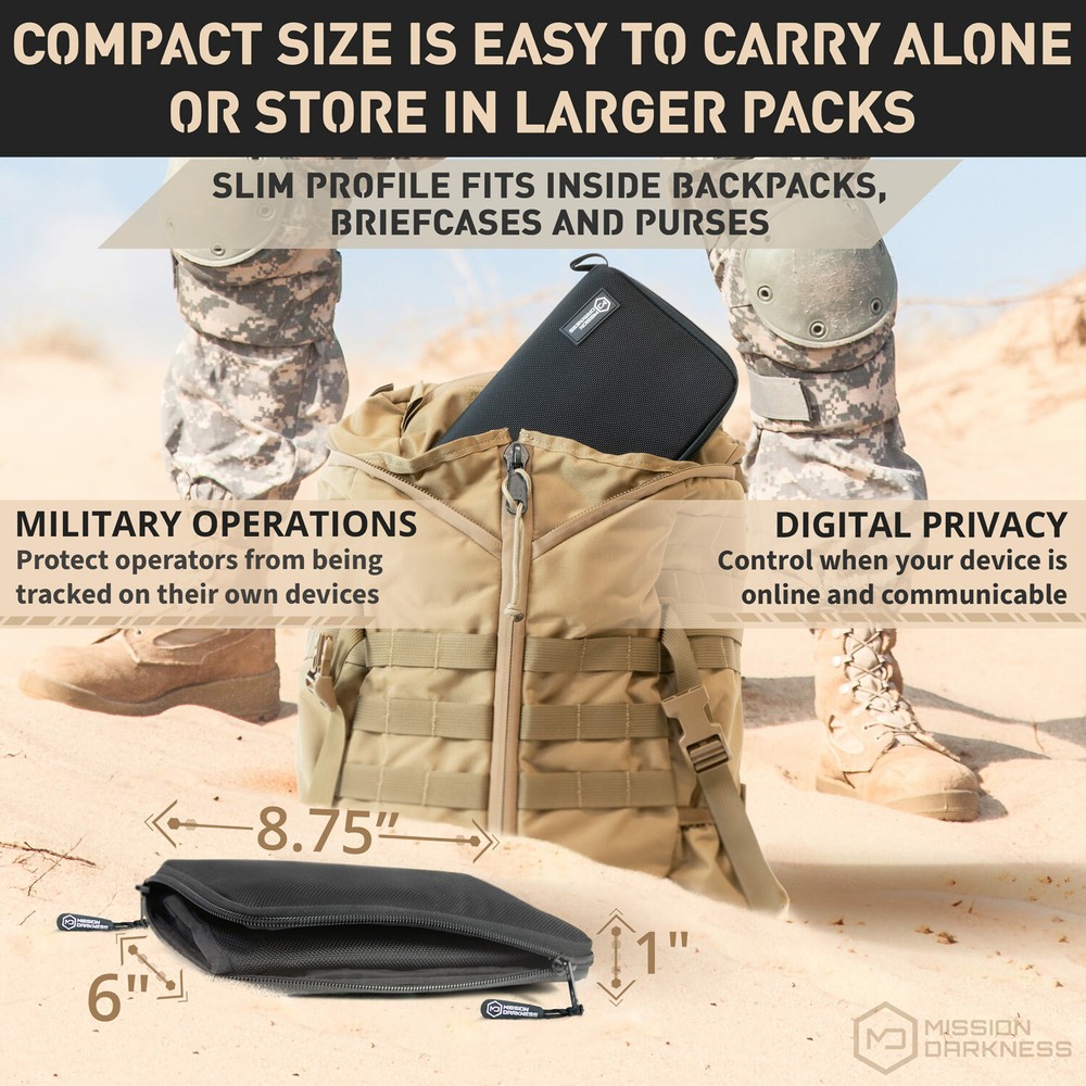 Mission Darkness™ Mojave Faraday Phone Bag - RF Blocking Phone & Accessory Case