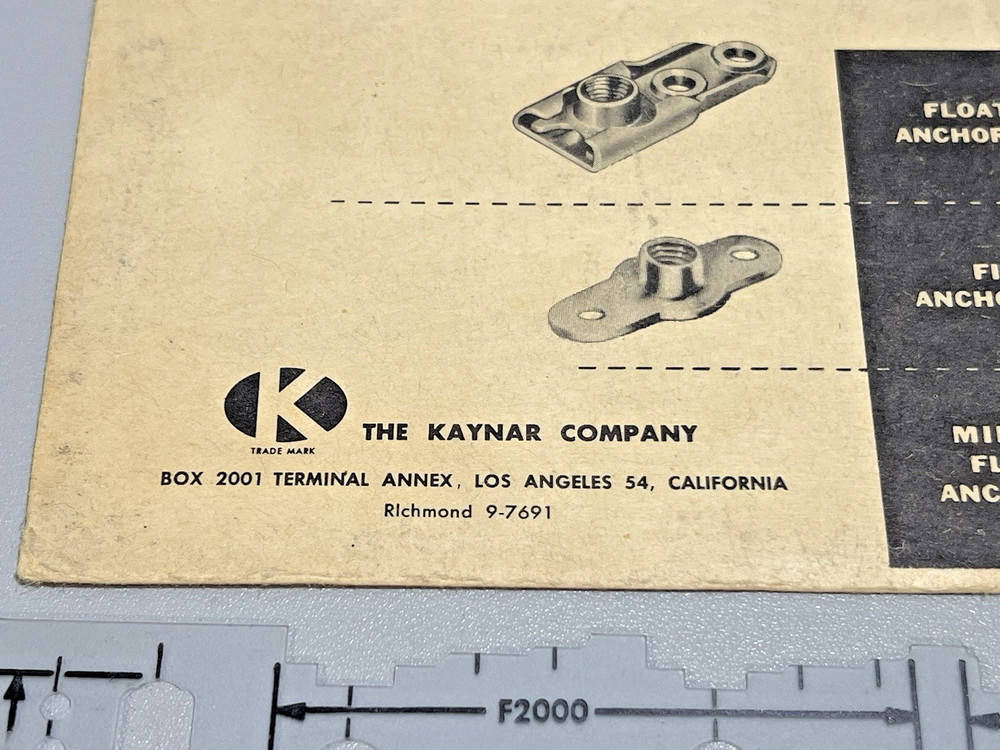Kaylock Drafting Template Stencil No 2 Fixed & Floating Anchor Nuts by Kaynar Co