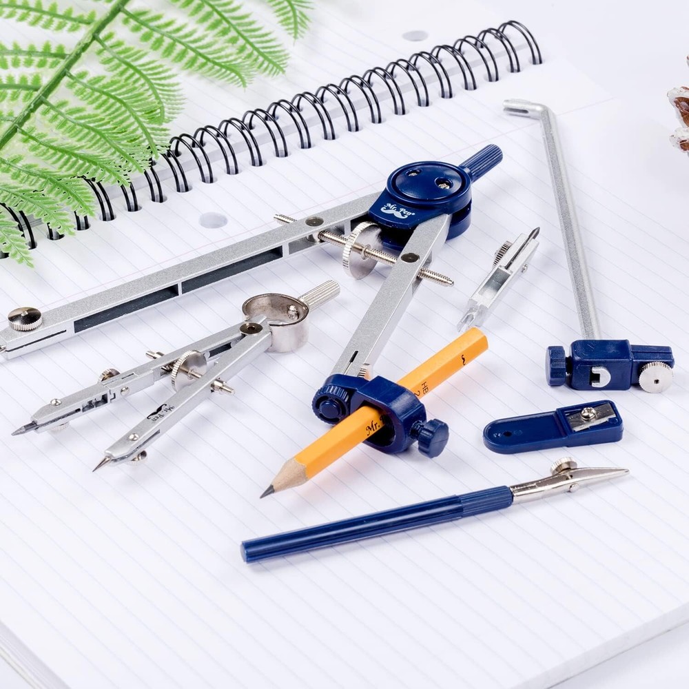 Precision Drafting Tools: 7-Piece Geometry Compass Set for Engineers & Artists